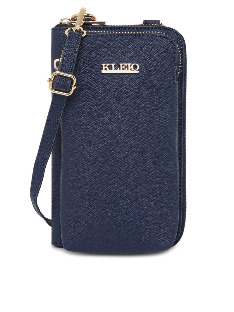 KLEIO PU Leather Multifunctional Mobile Sling Bag - Royal Blue - Image 1